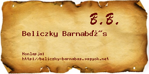 Beliczky Barnabás névjegykártya