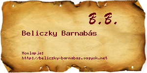 Beliczky Barnabás névjegykártya